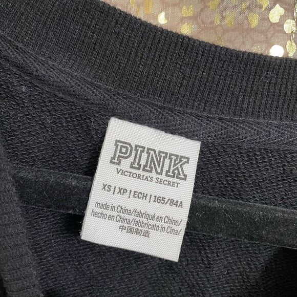 PINK Victorias Secret Black Drop Shoulder Velvet Cheetah Print Sweater XS - Picture 3 of 6